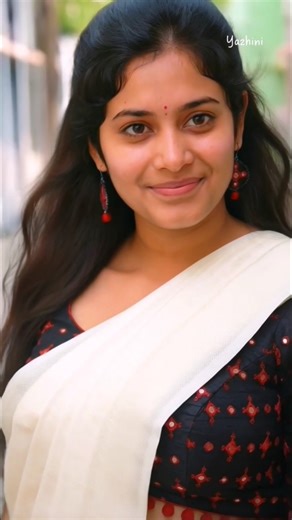 How to style like Yazhini ❤️🥻 | Off White Linen Saree with Black mirror work Blouse