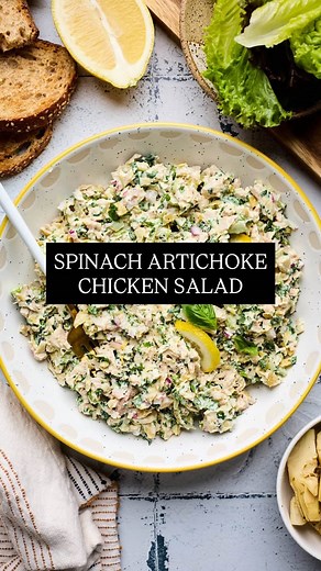 Maria Lichty | Two Peas & Their Pod on Instagram: "SPINACH ARTICHOKE CHICKEN SALAD If you love spinach artichoke dip and chicken salad…you have to try this recipe!💚 We’re mixing tender shredded chicken with chopped spinach, artichokes, red onion, celery, herbs, a little Parmesan, and the creamiest Greek yogurt dressing. It’s bright, herby, and packed with flavor and protein!💯 Serve it on toast, in wraps, lettuce cups, make a sandwich—honestly, you’ll want to eat it straight from the bowl.😋 ➡️