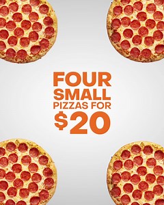 Thursdays wish they were Fridays. But, hey, without today we couldn’t give you a heads-up about tomorrow. Get 4 small 1-topping pizzas for only $20. Starting tomorrow until Monday. | Pizza Pizza