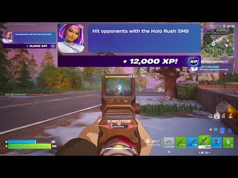 How to EASILY Hit opponents with the Holo Rush SMG in Fortnite locations Quest!