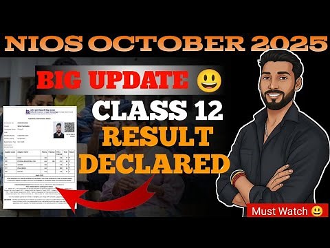 NIOS Result Declared October-November 2025 Session – Check Class 10 & 12 Results Online