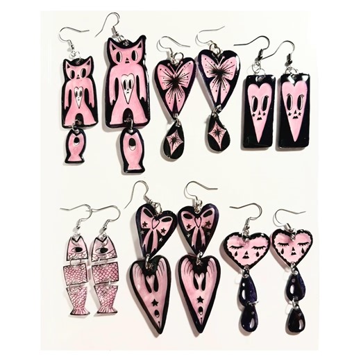 Hand-drawn Earrings - Etsy