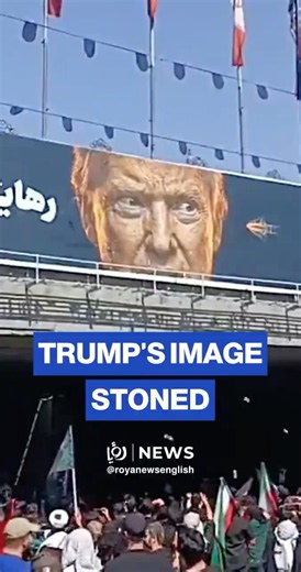 Trump's image gets stoned during Khamenei funeral procession in Iran
