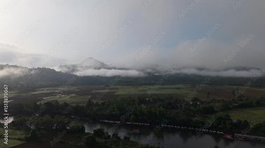Drone Flyover of Scenic Laos Nature in Phou Khoun District