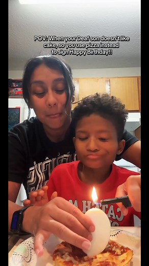 18K views · 975 reactions | POV: When your Deaf son doesn’t like cake, so you use pizza instead to sign Happy Birthday!! Tag which pizza place is Marks favorite! @papajohns @pizzahut @dominos @hotboxpizza #pizza #happybirthday #pizzalovers #deafkidsrock | Veronica Marie Ochoa | Facebook