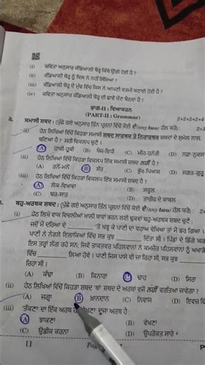 ANSWER KEY CBSE PUNJABI EXAM 2026