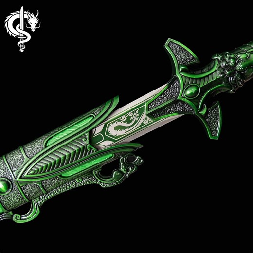 Hand Forged Green Sword, 1060 Carbon Steel Blade, Decorative Collectible Replica, Gifts for Him - Etsy