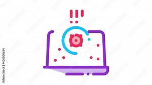 bacteria detection on laptop Icon Animation. color bacteria detection on laptop animated icon on white background