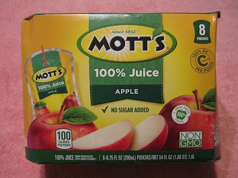 MOTT'S 100% APPLE Juice, 8-pouch box (Show & Review) 6.75 fl oz (200 mL) pouches, no sugar added