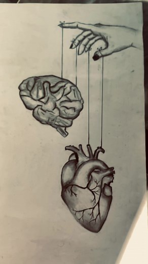 Captivating Heart and Brain Sketch by Talented Artist