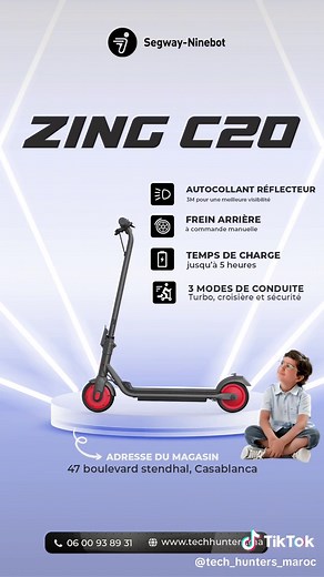 Trottinette Électrique Segway Ninebot Zing C20 pour Enfants