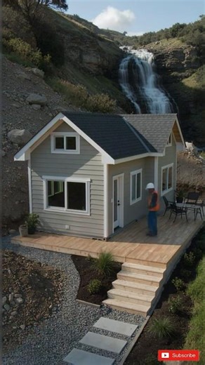 Building a Container Home by a Waterfall | Timelapse #shorts #keşfet #viral #container #design