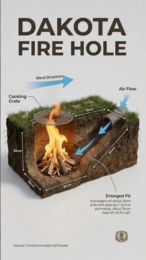 smokeless campfire using the classic Dakota fire hole method. #bushcraft #dakotafirehole #camping