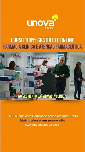 Curso de Farmácia Clínica e Atenção Farmacêutica Online Grátis #unovacursos #cursogratuito