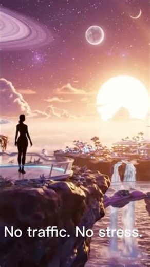 Alien sky resort built on massive floating islands above a glowing ocean #strangephenomena #alien