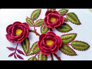 Red Roses Hand Embroidery Tutorial | long and short stitch | easy way to embroider for beginners