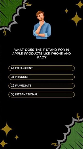 What does the 'i' in iPhone ACTUALLY mean? 📱🍏 #shorts #quiz #tech #trivia