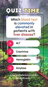 36K views · 947 reactions | Which blood test is commonly elevated in patients with liver disease? * * * * * * * * #nurses #doctors #nursing #medical #nurseexam #NCLEX #nclexreview #nclexrn #registerednurse #medicaldoctor #medicine #studentlife #exam #exampreparation #nclexprep #nursingstudent #medicalstudent #RN #NMC #NGN #PNLE #NLE #USRN #RN #rnlife #nursinglife #fbreels #fypシ゚ @highlight @followers @everyone | Nursing Reference Cards | Facebook