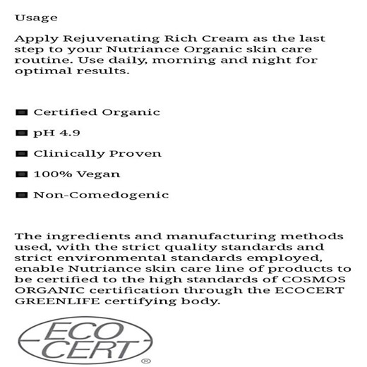 REJUVINATING RICH CREAM'S USAGE & CERTIFICATION