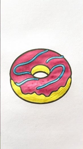 Easy Donut Coloring Tutorial 🍩✨ #shorts #artclass #art #coloring #color #cake #kidsart #artist