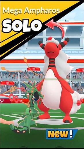 Easy SOLO✨️Mega Ampharos With Mega Rayquaza in Pokemon Go