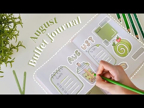 August 2022 Bullet Journal Setup Ideas 🌱 Matcha and green theme 🍵 Aesthetic Plan With Me