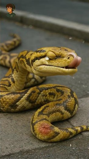 Reticulated python and Badger's Day at School #Reticulated python #Badger #ai #cartoon #babyanimals