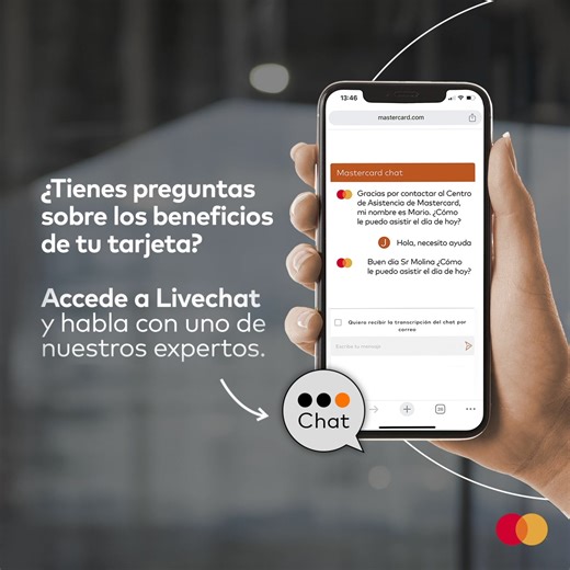 ¡Ahorra tiempo y disfruta más! 😎 Te ayudamos con tus consultas en solo tres pasos:​ ​ 📱 Ingresa en: https://bit.ly/Livechat_Col 💬 Completa tus datos. 😀 Conversa con nuestros asesores expertos. | Mastercard
