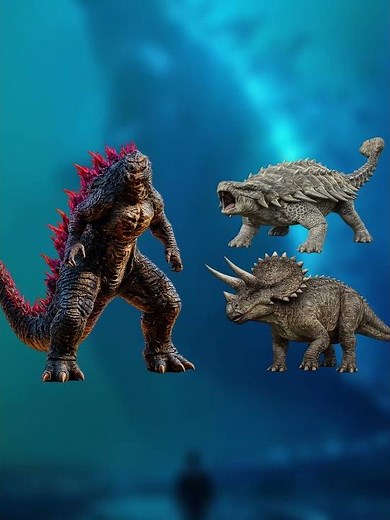 5% Power Godzilla vs T-Rex & Indominus Rex ☢️ #godzilla #trex