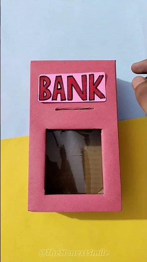 easy diy money bank 🏧 cardboard craft ideas ~ how to make piggy bank at home 🏡 #cardboardcraft #diy