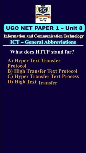 UGC NET Paper 1 Unit 8 ICT Important Abbreviations MCQs | PYQ Questions & Answers | 2026 Preparation