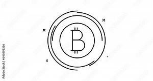 bitcoin animated outline icon with alpha channel. bitcoin rotation appearance 4k video animation for web, mobile and ui design