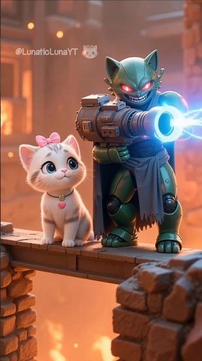 Luna the Kitten vs. the Evil Robot - Papa comes to the Rescue! 🙀🤖 #kitten #story #cute