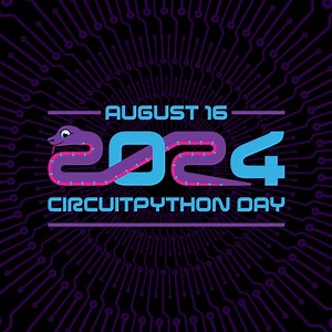 🐍🎉 THIS Friday - August 16, 2024 - CIRCUITPYTHON DAY! 🐍🎉 https://adafruit.com/circuitpythonday2024 https://circuitpython.org Join the community of creators, hackers, educators, and more - celebrating python on hardware! The easiest way to program microcontrollers! 11am 3D Hangouts with Noe & Pedro 1pm Maker Chat: Guy Dupont 2pm CircuitPython Project Highlights with Paul Cutler & Tod Kurt 4pm JP’s Workshop 5pm Deep Dive with Scott 6pm CircuitPython Game Jam with Tim Ladyada is doing a special
