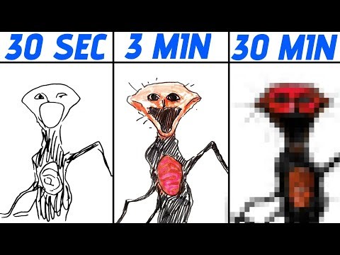 Drawing The Boiled One in 30 Sec, 3 Min and 30 Min - Doctor Nowhere Creatures
