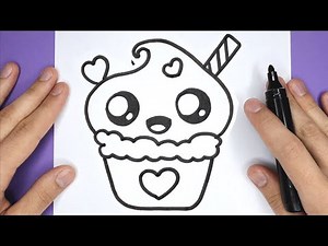 How to Draw a Super Cute and Super Easy Cupcake - Happy Drawings