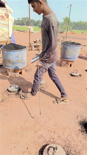 Pouring coal into a brick kiln for building a house #foryoupageシ