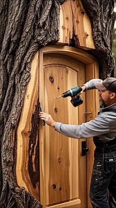 Building a hidden room inside a tree trunk.