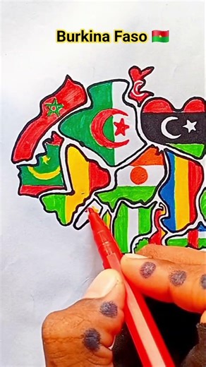 Draw Flag Map of Burkina Faso 🇧🇫 #burkinafaso #flag #drawing