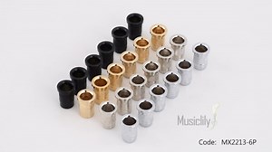 Musiclily Pro 11mm Steel Top Guitar String Ferrules String Through Body for Telecaster Strat Style Electric Guitar, Black (Set of 6)