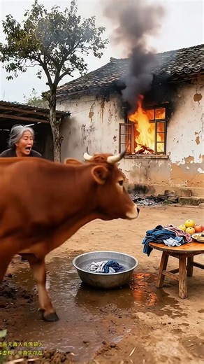 See how amazing the old ox is? #RuralLife#Cow #BooAbsurdVideo#A thrilling scene#shorts#aivideo #cute