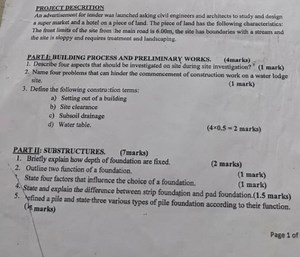 Part I: Building Process and Preliminary WorksDescribe four a... | Filo