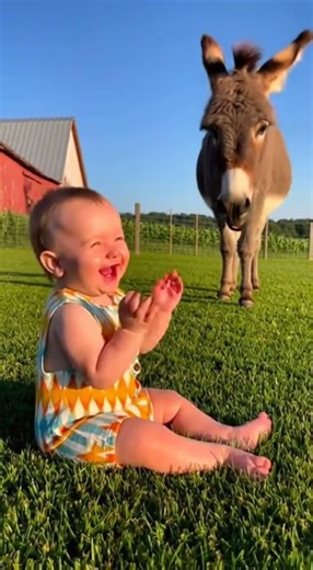 “Donkey Says Hee-Haw… Baby Can’t Stop Laughing 😂🐴”#CuteBaby#DonkeyHeeHaw#FunnyBaby#Farm#ViralShorts🐴