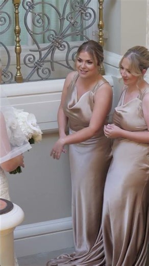 Bride dress reveal to bridesmaids