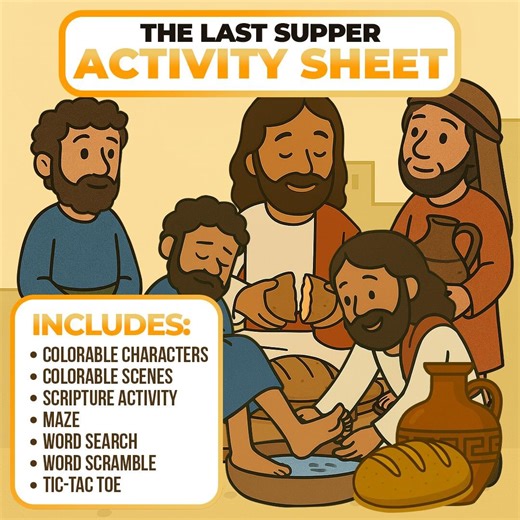 The Last Supper Activity Sheet – Instant Download, Great Craft for Christian Kids, Sunday School Placemat, Bible Studies, Preschool, and VBS - Etsy