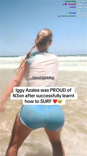 Iggy Azalea Celebrates N3on's Surfing Success