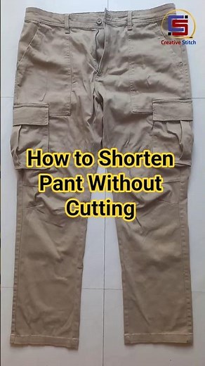 How to Shorten Pants Without Cutting👖 #diy Easy No Cut Hem Hack #sewing #sewingtips #shortsfeed