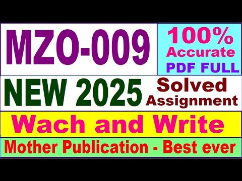 MZO 009 solved assignment 2025 in English || mzo 009 solved assignment 2025-26 || ignou mzo009 2025