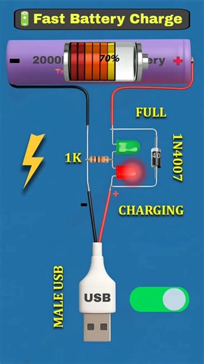 ⚡ Simple Battery Charging Indicator🔋|Basic Circuit #shorts#battery#circuit#shortsvideo
