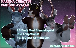 Low Poly Caribou VRChat Avatar (Physbones, VRM Ready)
